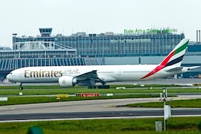 Emirates B777 at Dublin Airport