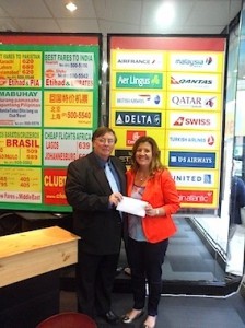 Neil Steedman, News & Features Editor of Irish Travel Trade News, presents a €100 One4all gift voucher and an invitation to the 22nd Irish Travel Trade Awards gala event to Bernie Roche of HRG Worldwide / Club Travel, July winner in the Budding Travel Writer Competition