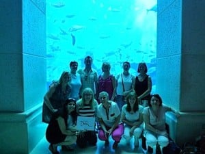 Viewing the Aquarium at Atlantis, The Palm were (back): Michaela Piehl, Dubai Tourism; Kathryn Vaughan, Carlson Wagonlit Travel; Jonathan Ritchie, Oasis Travel; Jill Rankin, Clubworld Travel; Joanne McCabe, Atlas GoHop; Elaine Hagan, Travel Counsellors; (front): Carla May, Dubai Tourism; Fiona Lawless, Etihad Airways; Jacqueline Sheehan, Tropical Sky; Michele Anderson, Sunway; and Mary Downes, Cassidy Travel