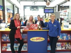 Shannon O’Dowd and Jessie of One Stop Touring Shop dropped in beer, wine and pizza to Erica and Trish in Best4 Travel, Charlestown Shopping Centre, on Friday