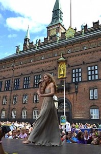 2013 Eurovision winner Emmelie de Forest performing at Copenhagen City Hall