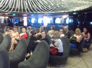 Irish agents are briefed on the MSC Divina in the Black & White lounge