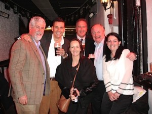 Dominic Burke, Travel Centres, with Royal Caribbean International's Steve Williams (being ‘Irish-ised’ with a Guinness) and Jenny Rafter; Don Shearer, Worldchoice; David O’Grady, eTravel; and Mary King, Travelsavers