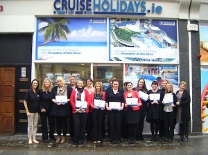Jenny Rafter (left) with Mary McKenna, Managing Director, Tour America, and her team of Cruising for Excellence Admirals with their certificates