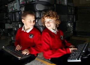Students from Scoil Mhuire  using refurbished computers 