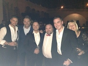Keith Duffy, Brian McFadden, Mikey Graham, Will Walsh, Conor Boksbeger, and Jennifer Callister