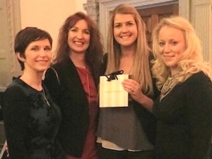 Sarah Bella, Carlson Wagonlit Travel (second right) is presented with a Brown Thomas voucher by Jane Masterson and Valerie Murphy, Emirates, and Ingrid Aagesen, Dubai Tourism