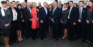 An Taoiseach, Enda Kenny TD (centre left) with James Hogan, Etihad Airways’ President and Chief Executive (centre right), and Irish staff members at the airline’s Abu Dhabi headquarters