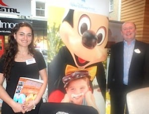 It’s all smiles from Natalia Tomanova, American Holidays; Mickey Mouse; and Karl Moen, Sales Promotions Manager – Ireland, Disney Destinations International