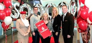 Amanda Scully, Airport Supervisor for Emirates; Shane Folan, Roscam, Galway; Margaret Shannon, Emirates Country Manager; Elaine Folan; and Alex McDonald, Airport Officer