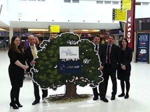 The LinksAir, DSA and Belfast City Airport teams celebrate the first flight to Belfast
