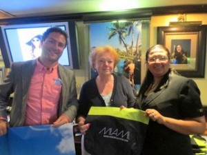 Guillaume Post,Eve Gardiner from the Greater Miami CVB withNancy Bedoya,JWMarriott Marquis Miami.