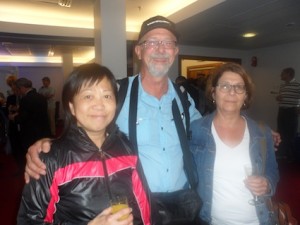 Inaugural flight passengers Anissa Tam, Bruce Hadstrom, and Celia Posyniak from Calgary arrive for their first visit to Ireland