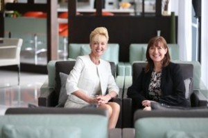 Aubrey Tiedt, Etihad Airways Vice President Guest Services and Beatrice Cosgrove, Etihad Airways’ General Manager for Ireland, in the Etihad Airways First and Business Class Lounge in Terminal 2, Dublin Airport.