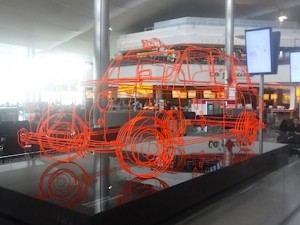 The London Taxi by Benedict Radcliffe is the centrepiece of the departures lounge