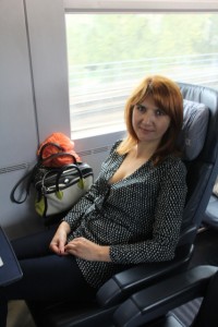 Julia Vorobjova,Railshop relaxes  on the DB train .