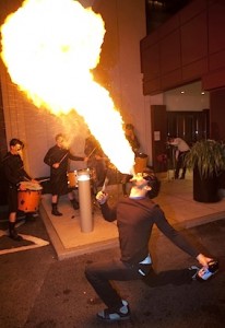 Guests were welcomed by fire eaters, drummers...