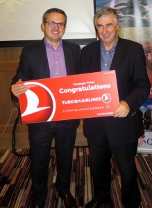 Murat Balindi,Turkish Airlines presents Joe Tully ,Tully Travel with tickets to North Cyprus.