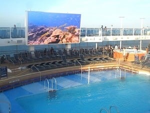 Pool and large screen on deck 15