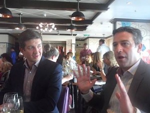 Lorenzo Davidoiu and Brian Abel, Director and Vice President respectively of Food & Beverage Operations, Royal Caribbean International, in Jamie Oliver’s first onboard restaurant – on Quantum of the Seas