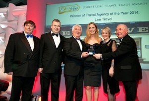 ITTN Travel Agency of the Year winners Declan O’Connell (third left), XXXX and Rosemary O’Connell receive their Award from Neil Steedman, ITTN; Stephen Murray, Grant Thornton; and Michael Flood, ITTN