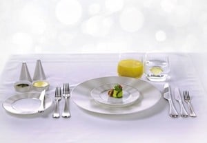 First Class table setting with Nikko fine bone china and cutlery by Studio William