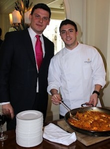 Oliver Benalal, Director of International Sales, InterContinental Madrid, presents the paella