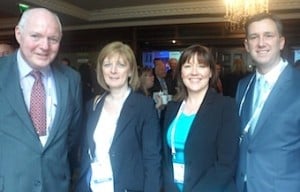 Cormac O’Connell, Dublin Airport Authority; Valerie Metcalfe, FCm Travel Solutions; Beatrice Cosgrove, Etihad Airways; and Brian Hughes, United