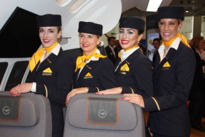 Lufthansa flight crew with the new LH seats.