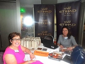 Fidelma Brady looks (middle) east with Karen Maloney, Etihad Airways