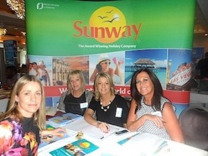 Sue Cahill looks for a way to catch the sun with Deirdre Sweeny, Mary Denton and Jeanette Corkery, Sunway