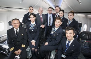 Vincent Harrison ,daa  and  Murat balandi, Turkish Airlines meet the flight crew of  the first double flight to Istanbul.