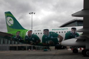 The players images adorn the aircraft.