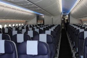 The spacious interior of the B-787