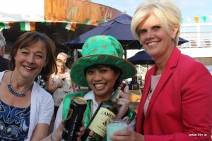 The atmosphere was truly Irish as Carly Perkins and Lyn MMMM were assisted by BYYY serving Guiness and Jameson on board the MS Prinsendam