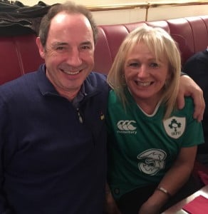 Antoinette Young togged lot in her Ireland jersey to welcome John Cassidy  from John Cassidy Travel. 