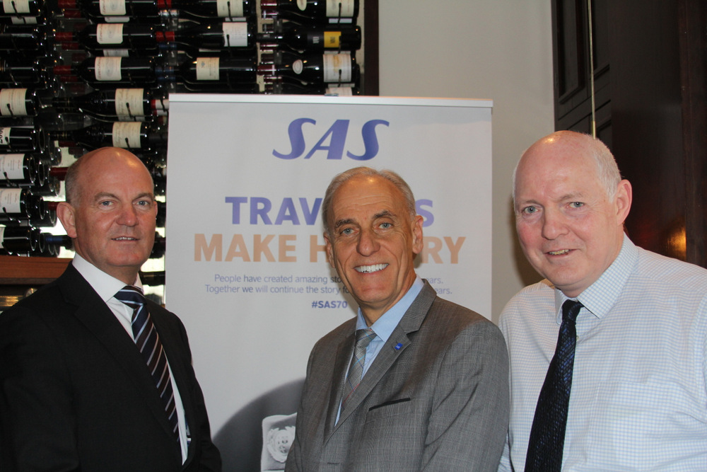 Alan lynch,Travel Escapes meets Hans W. Dyhfort-SAS, and Cormac O'Connell,Dublin Airport.