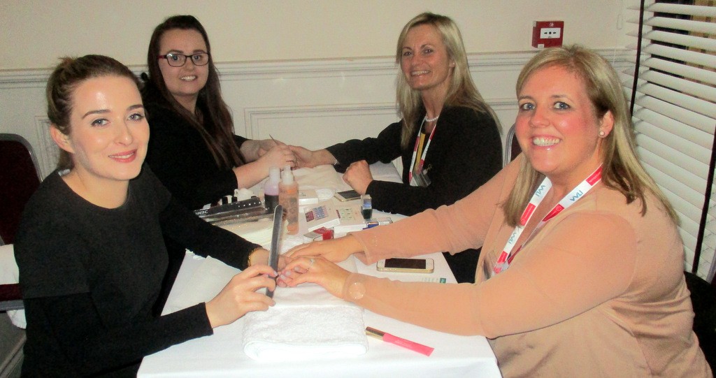 Caroline Fennessy and Karen Butterly  doing the nails for Gabrille Gilmartin and Justine Broderick both from FCM Travel Solutions .
