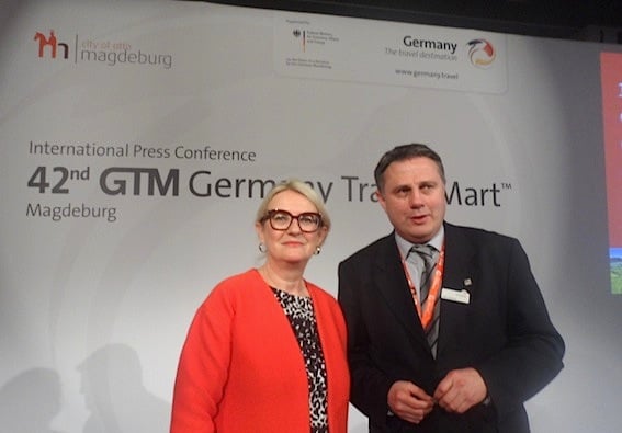 Petra Hedorfer, Chief Executive, German National Tourist Board, and Klaus Lohmann, Director, German National Tourist Office, London, at Germany Travel Mart GTM 2016 in Magdeburg