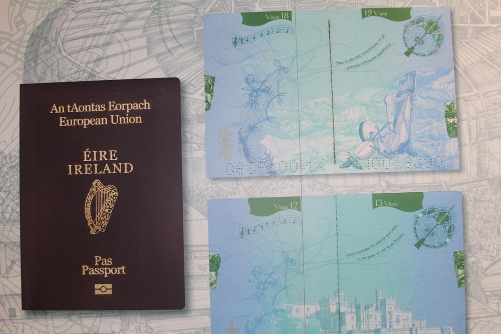 The current Irish passport which contains a microchip.