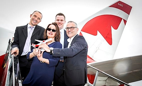 Harry Miller, Airport Manager, Air Canada rouge; Margaret Skinner, Director Sales Europe, Air Canada; Stephen Gerrard, UK Sales Manager, Air Canada rouge; and John Hurley, Head of B2B, Channel & Partner Marketing
