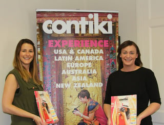 Donna Jevons and Sharon Jordan with the new Contiki brochure.