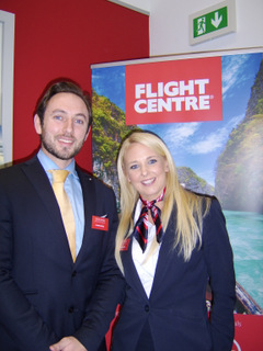 Charlie McNally and Sarah Dempsy both with Flight Centre at the launch.