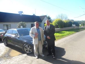 Ruairi Pender of Devine’s Worldwide Chauffeur Services collects me from home in Arklow