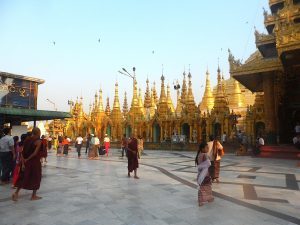 Shwedagon Pagoda has a six-hectare (14-acre) terrace