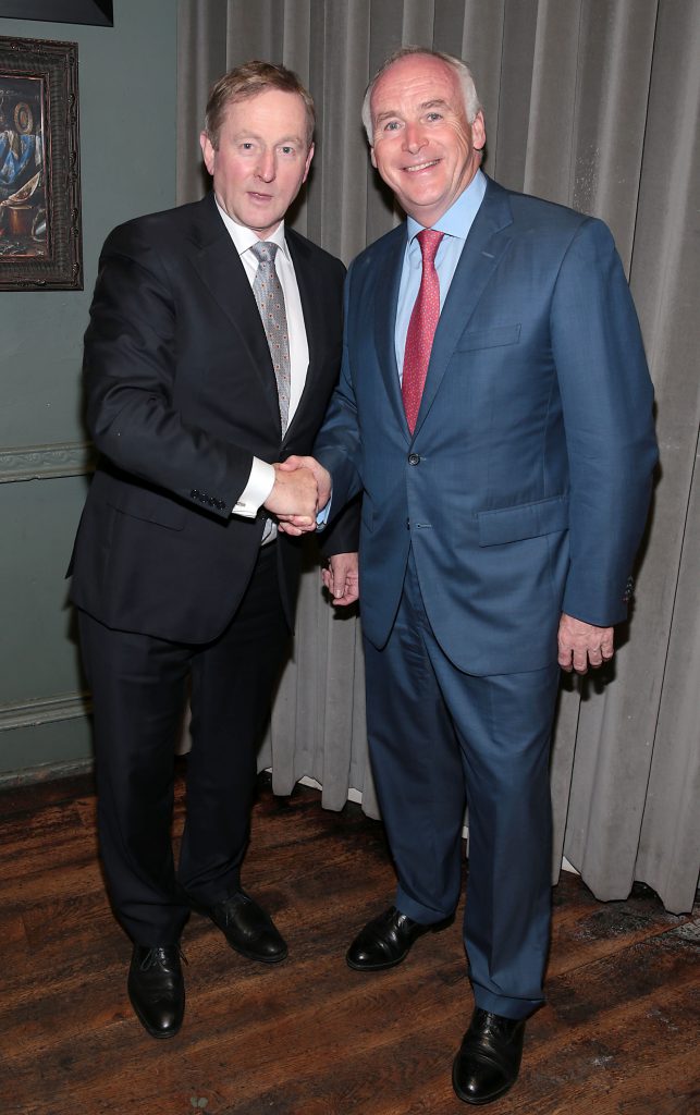 An Taoiseach Enda Kenny and John Fitzpatrick pictured celebrating 25 years of the Fitzpatrick Hotel Group New York at Farrier and Draper ,Dublin. Picture :Brian McEvoy No Repro Fee