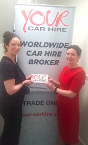 Norma Tolefe, World Travel Centre, receives her prize from Jo-Ann Raleigh, ASM, GSA for Your Car Hire