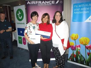 Prize-winner Dajana Szekeres, USIT Travel (centre), with Edel Redmond, Dublin Airport, and Deirdre Sheridan, Air France