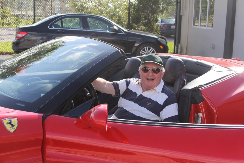 Michael Flood test drives the Ferrari.