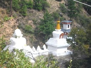 Indian, Tibetan and Bhutanese style stupas or chortens (three-dimensional representations of the mind of a Buddha)